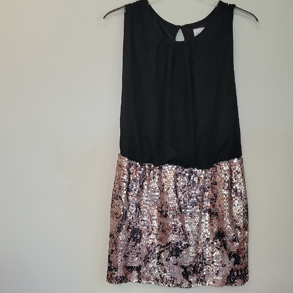 Woman's Black‎ and Sequin Sleeveless Dress Classy Dressy Holiday